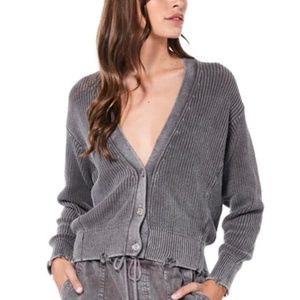 Never Been Worn YFB cardigan in gunmetal mineral wash size small